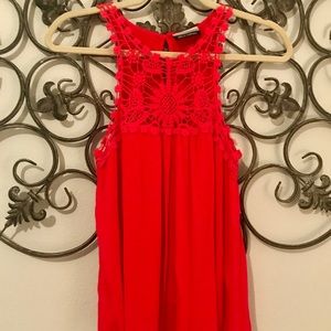 Red crochet tank top